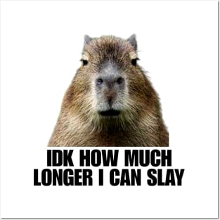 Idk How Much Longer I Can Slay Capybara Sarcastic Dank Meme Shirt Edgy Meme Quote Funny Meme Posters and Art